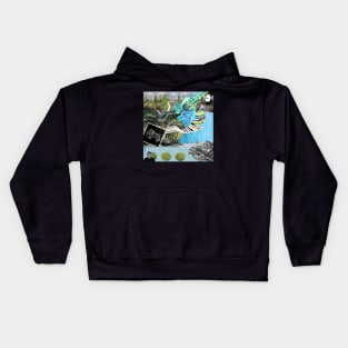 the mind of the landscape and the sketch in ecopop collage Kids Hoodie